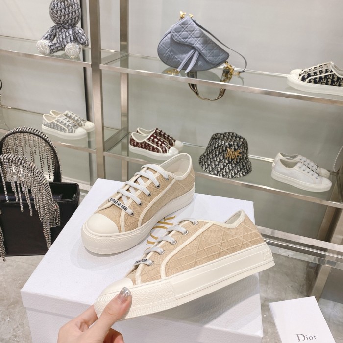 Dior Womens Shoes Fashion Sneakers WALK'N'DIOR SNEAKER Cotton Canvas Luxury Brand with Original Box Whatsapp【+1-3239614486】