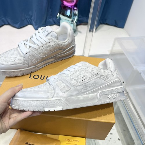Louis Vuitton Mens Shoes Fashion Sneakers Design Luxury Brand LV TRAINER SNEAKER Mix of materials with Original Box 1AB9XJ Whatsapp 【+1-3239614486】