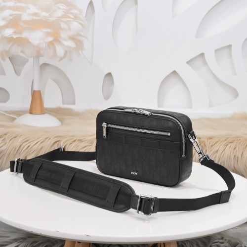 Dior Mens Bags Crossbody Bags SAFARI BAG WITH STRAP Black CD Diamond Canvas with Original Box Whatsapp【+1-3239614486】