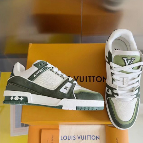 Louis Vuitton Mens Shoes Fashion Sneakers Design Luxury Brand LV TRAINER SNEAKER 1ABLVV Mix of materials with Original Box 1ABLUR Whatsapp 【+1-3239614486】