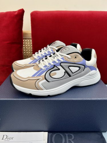 Dior Mens Shoes Sneakers Luxury Brand B30 SNEAKER Cream Mesh and Beige, Blue and Gray Technical Fabric 3SN279ZRB_H111 with Original Box Whatsapp【+1-3239614486】