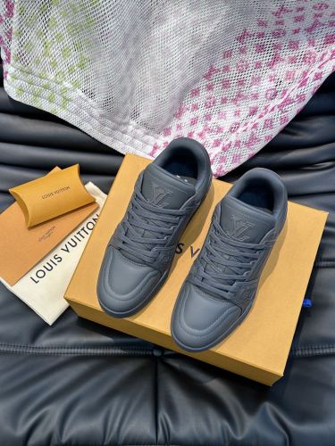 Louis Vuitton Mens Shoes Fashion Sneakers Design Luxury Brand LV TRAINER SNEAKER 1ABLVV Mix of materials with Original Box 1ABLUR Whatsapp 【+1-3239614486】