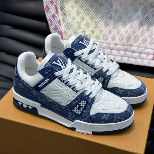 Louis Vuitton Mens Shoes Fashion Sneakers Design Luxury Brand LV TRAINER SNEAKER 1ABLVV Mix of materials with Original Box 1ABLUR Whatsapp 【+1-3239614486】