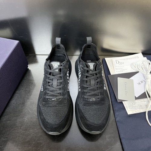 Dior Mens Shoes Luxury Sneakers B25 RUNNER SNEAKER Dior Gray and White Smooth Calfskin with Beige and Black Dior Oblique Jacquard with Original Box Whatsapp 【+1-3239614486】