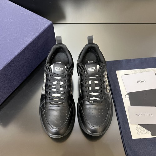 Dior Mens Shoes Luxury Sneakers B25 RUNNER SNEAKER Dior Gray and White Smooth Calfskin with Beige and Black Dior Oblique Jacquard with Original Box Whatsapp 【+1-3239614486】