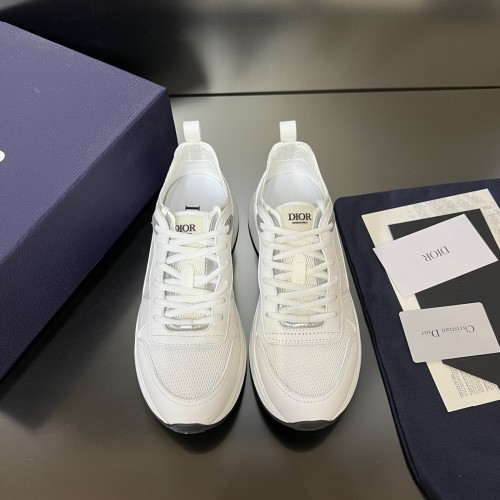 Dior Mens Shoes Luxury Sneakers B25 RUNNER SNEAKER Dior Gray and White Smooth Calfskin with Beige and Black Dior Oblique Jacquard with Original Box Whatsapp 【+1-3239614486】