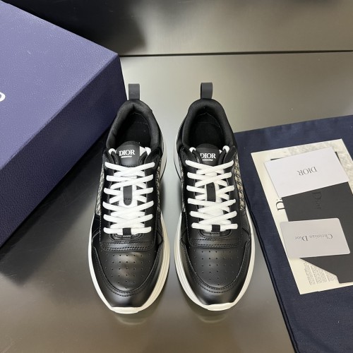 Dior Mens Shoes Luxury Sneakers B25 RUNNER SNEAKER Dior Gray and White Smooth Calfskin with Beige and Black Dior Oblique Jacquard with Original Box Whatsapp 【+1-3239614486】