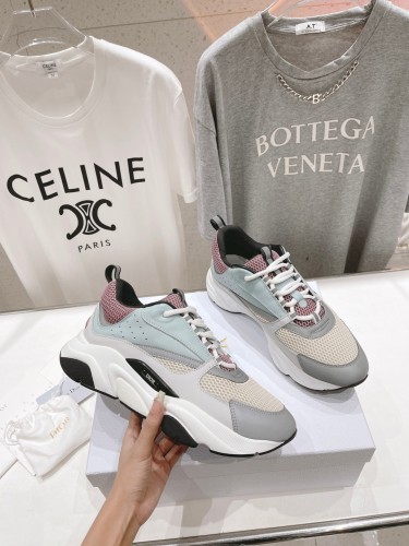 Dior Mens Shoes Sneakers Luxury Brand Breathable Design B22 SNEAKER Beige Technical Mesh with Deep Gray and Brown Smooth Calfskin with Original Box Whatsapp 【+1-3239614486】