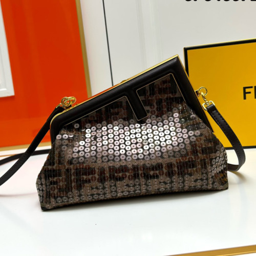 Fendi Womens Bags Clutch Luxury Brand FENDI FIRST MEDIUM Black leather bag 8BP127ABVEF0KUR without Original Box Whatsapp【+1-3239614486】