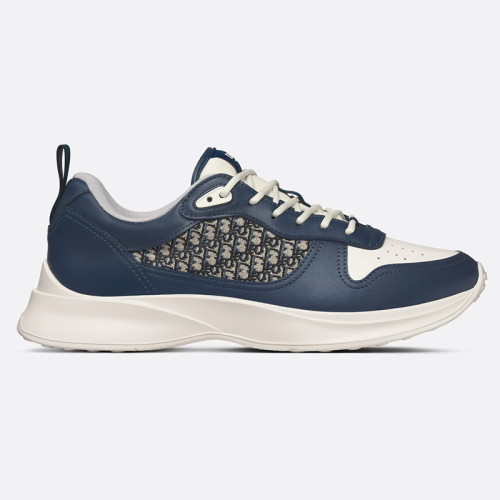 Dior Mens Shoes Luxury Sneakers B25 RUNNER SNEAKER Navy Blue and Cream Smooth Calfskin with Beige and Black Dior Oblique Jacquard with Original Box Whatsapp 【+1-3239614486】