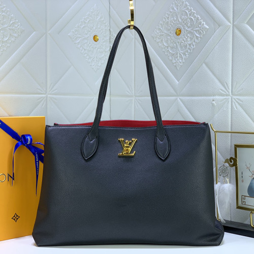 Louis Vuitton Womens Bags Handbags Luxury Brand Fashion Type LOCKME SHOPPER Black Grained calf leather M57345 Whatsapp【+1-3239614486】