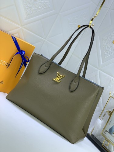 Louis Vuitton Womens Bags Handbags Luxury Brand Fashion Type LOCKME SHOPPER Black Grained calf leather M57345 Whatsapp【+1-3239614486】