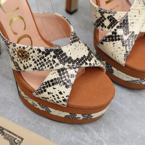 Gucci Womens Shoes Sandals 14cm Heel and 4.5cm Platform Luxury Brand with Original Box 719844 C9D00 9022 Women's Interlocking G studs sandal in leather Whatsapp【+1-3239614486】