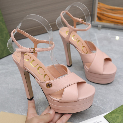 Gucci Womens Shoes Sandals 14cm Heel and 4.5cm Platform Luxury Brand with Original Box 719844 C9D00 9022 Women's Interlocking G studs sandal in leather Whatsapp【+1-3239614486】