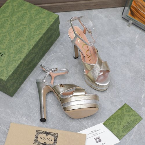 Gucci Womens Shoes Sandals 14cm Heel and 4.5cm Platform Luxury Brand with Original Box 719844 C9D00 9022 Women's Interlocking G studs sandal in leather Whatsapp【+1-3239614486】