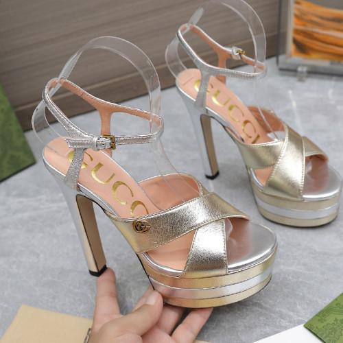 Gucci Womens Shoes Sandals 14cm Heel and 4.5cm Platform Luxury Brand with Original Box 719844 C9D00 9022 Women's Interlocking G studs sandal in leather Whatsapp【+1-3239614486】