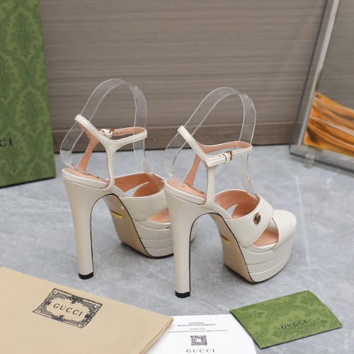 Gucci Womens Shoes Sandals 14cm Heel and 4.5cm Platform Luxury Brand with Original Box 719844 C9D00 9022 Women's Interlocking G studs sandal in leather Whatsapp【+1-3239614486】