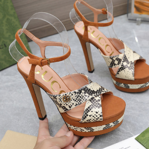 Gucci Womens Shoes Sandals 14cm Heel and 4.5cm Platform Luxury Brand with Original Box 719844 C9D00 9022 Women's Interlocking G studs sandal in leather Whatsapp【+1-3239614486】