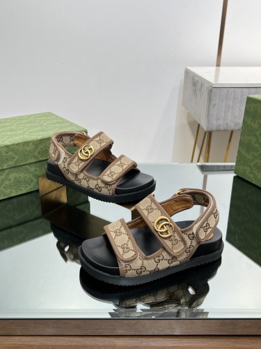Gucci Womens Shoes Sandals 14cm Heel and 4.5cm Platform Luxury Brand with Original Box 719844 C9D00 9022 Women's Interlocking G studs sandal in leather Whatsapp【+1-3239614486】