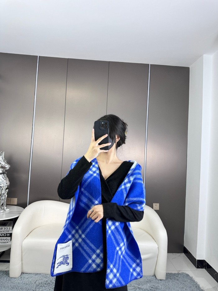 Burberry Scarves Men Womens Fashion Scarf Check Wool Hooded Scarf 80756281 with Original Box Whatsapp【+1-3239614486】