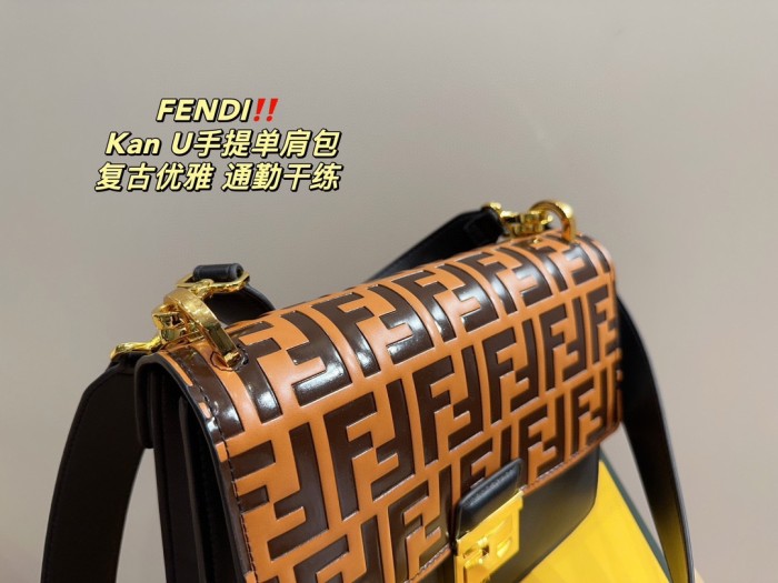 Fendi Womens Bags Shoulder Bags Handbags Luxury Brand FENDI Kan U leather bag with Original Box