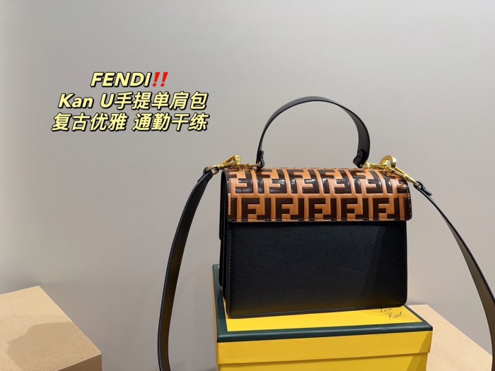 Fendi Womens Bags Shoulder Bags Handbags Luxury Brand FENDI Kan U leather bag with Original Box
