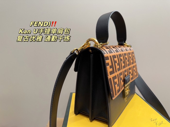 Fendi Womens Bags Shoulder Bags Handbags Luxury Brand FENDI Kan U leather bag with Original Box