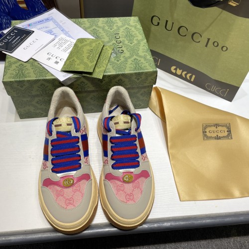 Gucci Womens Shoes Sneakers Luxury Brand Women's Screener trainer with Web in beige leather with Original Box Whatsapp【+1-3239614486】