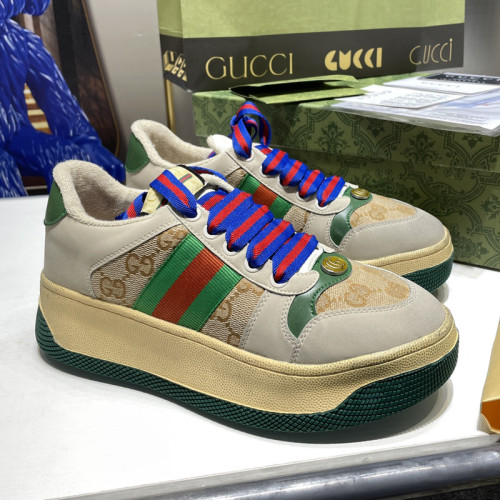 Gucci Womens Shoes Sneakers Luxury Brand Women's Screener trainer with Web in beige leather with Original Box Whatsapp【+1-3239614486】