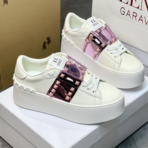 Valentino Womens Shoes Sneakers Leather Luxury Brand Women Rockstud Untitled Shoes with Original Box Whatsapp【+1-3239614486】
