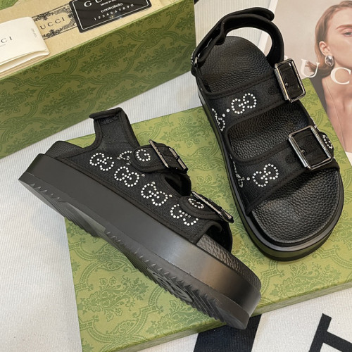 Gucci Womens Shoes Sandals 14cm Heel and 4.5cm Platform Luxury Brand with Original Box 719844 C9D00 9022 Women's Interlocking G studs sandal in leather Whatsapp【+1-3239614486】