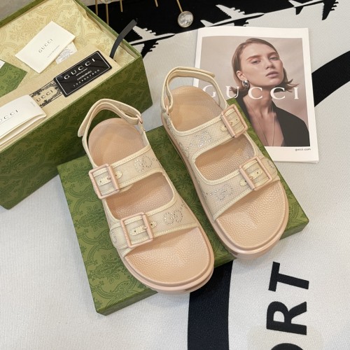 Gucci Womens Shoes Sandals 14cm Heel and 4.5cm Platform Luxury Brand with Original Box 719844 C9D00 9022 Women's Interlocking G studs sandal in leather Whatsapp【+1-3239614486】