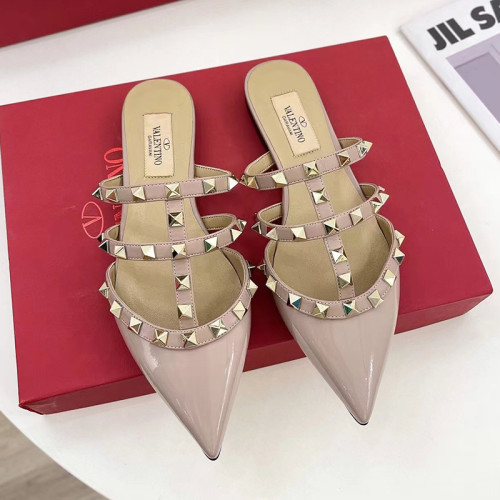 Valentino Women Shoes Mule Sandals Pointed Toe Slippers ROMAN STUD SLIDE SANDAL IN QUILTED NAPPA with Original Box Whatsapp【+1-3239614486】
