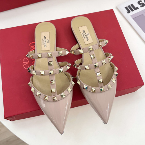 Valentino Women Shoes Mule Sandals Pointed Toe Slippers ROMAN STUD SLIDE SANDAL IN QUILTED NAPPA with Original Box Whatsapp【+1-3239614486】