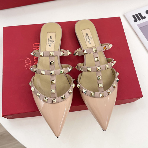Valentino Women Shoes Mule Sandals Pointed Toe Slippers ROMAN STUD SLIDE SANDAL IN QUILTED NAPPA with Original Box Whatsapp【+1-3239614486】