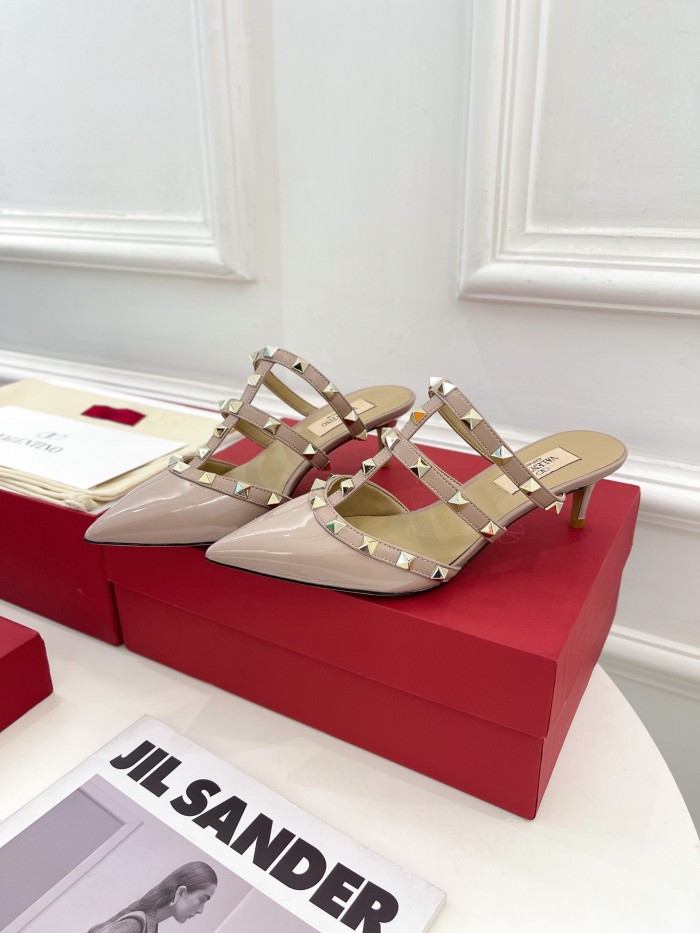 Valentino Women Shoes Mule Sandals Pointed Toe Slippers ROMAN STUD SLIDE SANDAL IN QUILTED NAPPA 5cm Heel with Original Box Whatsapp【+1-3239614486】
