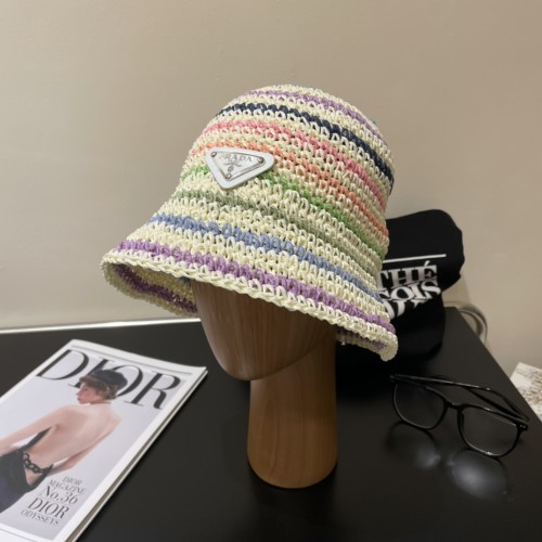 Prada Womens Hats Luxury Brand Design Prada Bucket Hat Straw Hat with Original Box Whatsapp【+1-3239614486】