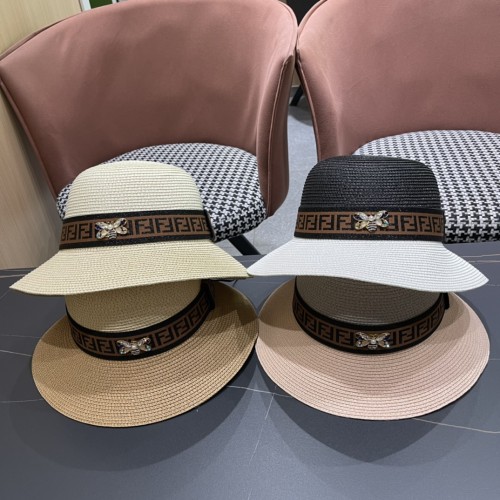 Fendi Womens Bucket Hat Straw Hat Luxury Brand Design Fendi Cap with Original Box Whatsapp 【+1-3239614486】