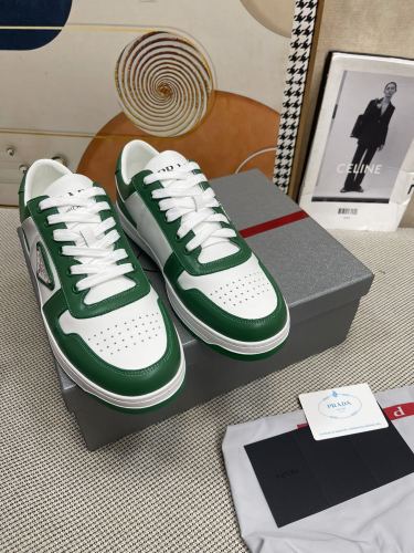 Prada Mens Shoes Casual Luxury Brand Breathable Sneakers with Original Box Downtown leather sneakers 2EE364_3LKG_F098Z Whatsapp【+1-3239614486】