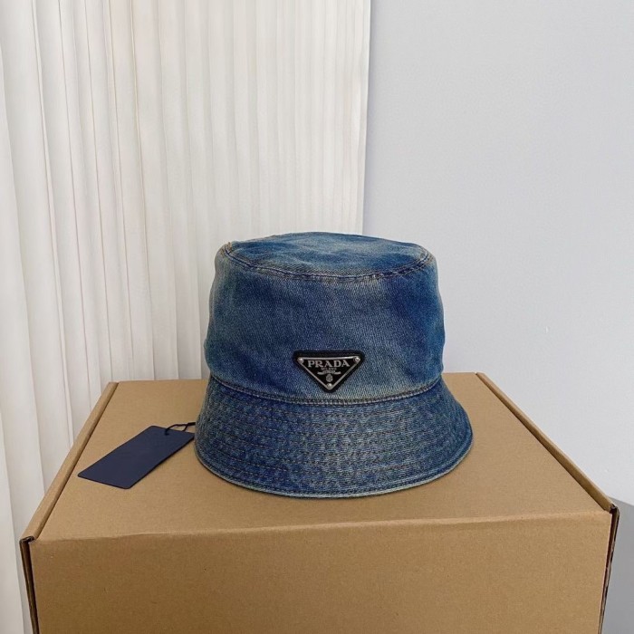 Prada Men Womens Hats Luxury Brand Design Prada Denim Bucket Hat 1HC137_12K1_F0V3N with Original Box Whatsapp【+1-3239614486】