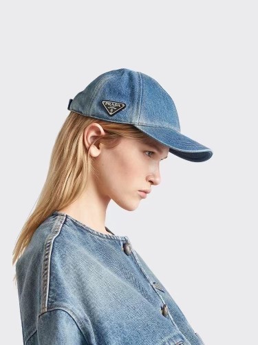 Prada Men Womens Hats Luxury Brand Design Prada Denim Baseball Hat 1HC274_12K1_F0V3N with Original Box Whatsapp【+1-3239614486】