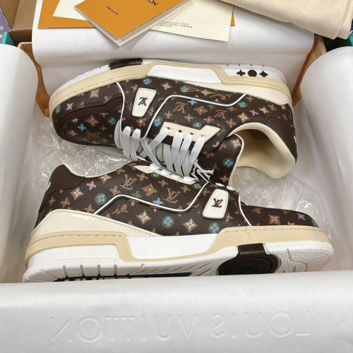 Louis Vuitton Mens Shoes Fashion Sneakers Design Luxury Brand LV TRAINER SNEAKER 1ABLVV Mix of materials with Original Box 1ABLUR Whatsapp 【+1-3239614486】
