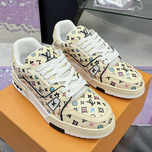 Louis Vuitton Mens Shoes Fashion Sneakers Design Luxury Brand LV TRAINER SNEAKER 1ABLVV Mix of materials with Original Box 1ABLUR Whatsapp 【+1-3239614486】