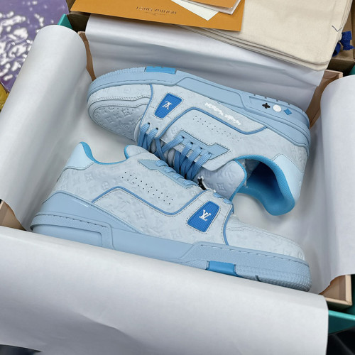 Louis Vuitton Mens Shoes Fashion Sneakers Design Luxury Brand LV TRAINER SNEAKER 1ABLVV Mix of materials with Original Box 1ABLUR Whatsapp 【+1-3239614486】