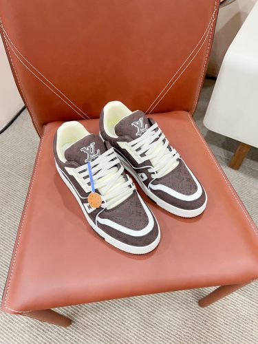 Louis Vuitton Mens Shoes Fashion Sneakers Design Luxury Brand LV TRAINER SNEAKER 1ABLVV Mix of materials with Original Box 1ABLUR Whatsapp 【+1-3239614486】