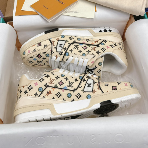 Louis Vuitton Mens Shoes Fashion Sneakers Design Luxury Brand LV TRAINER SNEAKER 1ABLVV Mix of materials with Original Box 1ABLUR Whatsapp 【+1-3239614486】