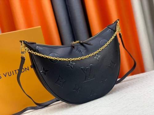 Louis Vuitton Womens Bags Shoulder Bag Luxury Brand Loop Hobo Monogram Empreinte Leather M46725 Whatsapp【+1-3239614486】