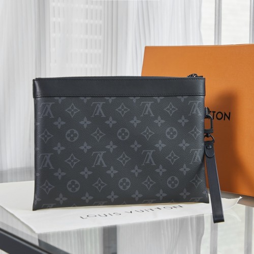 Louis Vuitton Mens Bags Clutch Luxury Brand Pochette To-Go Monogram Eclipse Canvas with Original Box Whatsapp【+1-3239614486】