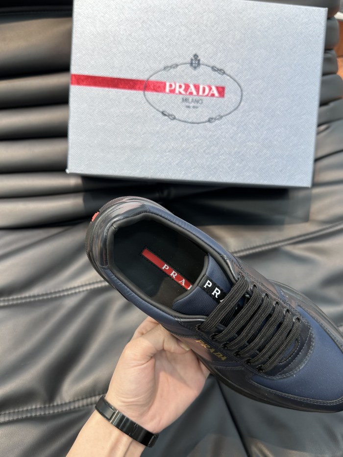 Prada Mens Shoes Casual Luxury Brand Breathable Sneakers with Original Box Downtown leather sneakers 2EE364_3LKG_F098Z with Original Box Whatsapp【+1-3239614486】