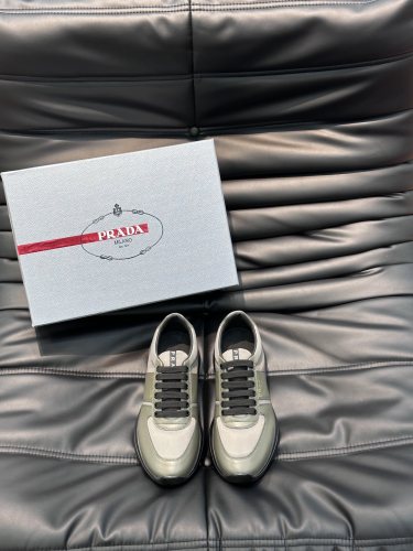 Prada Mens Shoes Casual Luxury Brand Breathable Sneakers with Original Box Downtown leather sneakers 2EE364_3LKG_F098Z with Original Box Whatsapp【+1-3239614486】